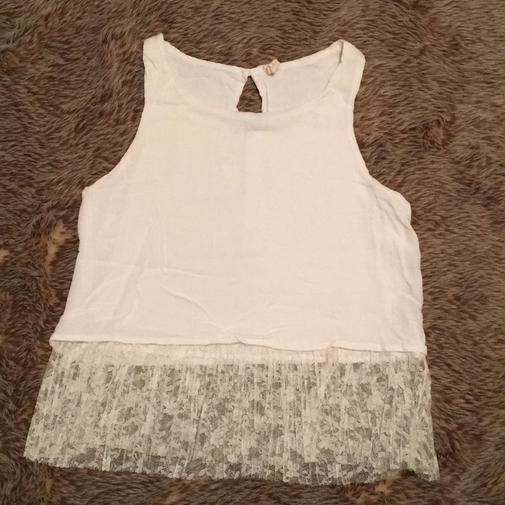 White Tank Top with Lace Bottom